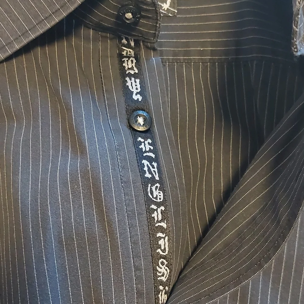 Mens English Laundry dress shirt in black with white pinstripe, size XL - Picture 8 of 9
